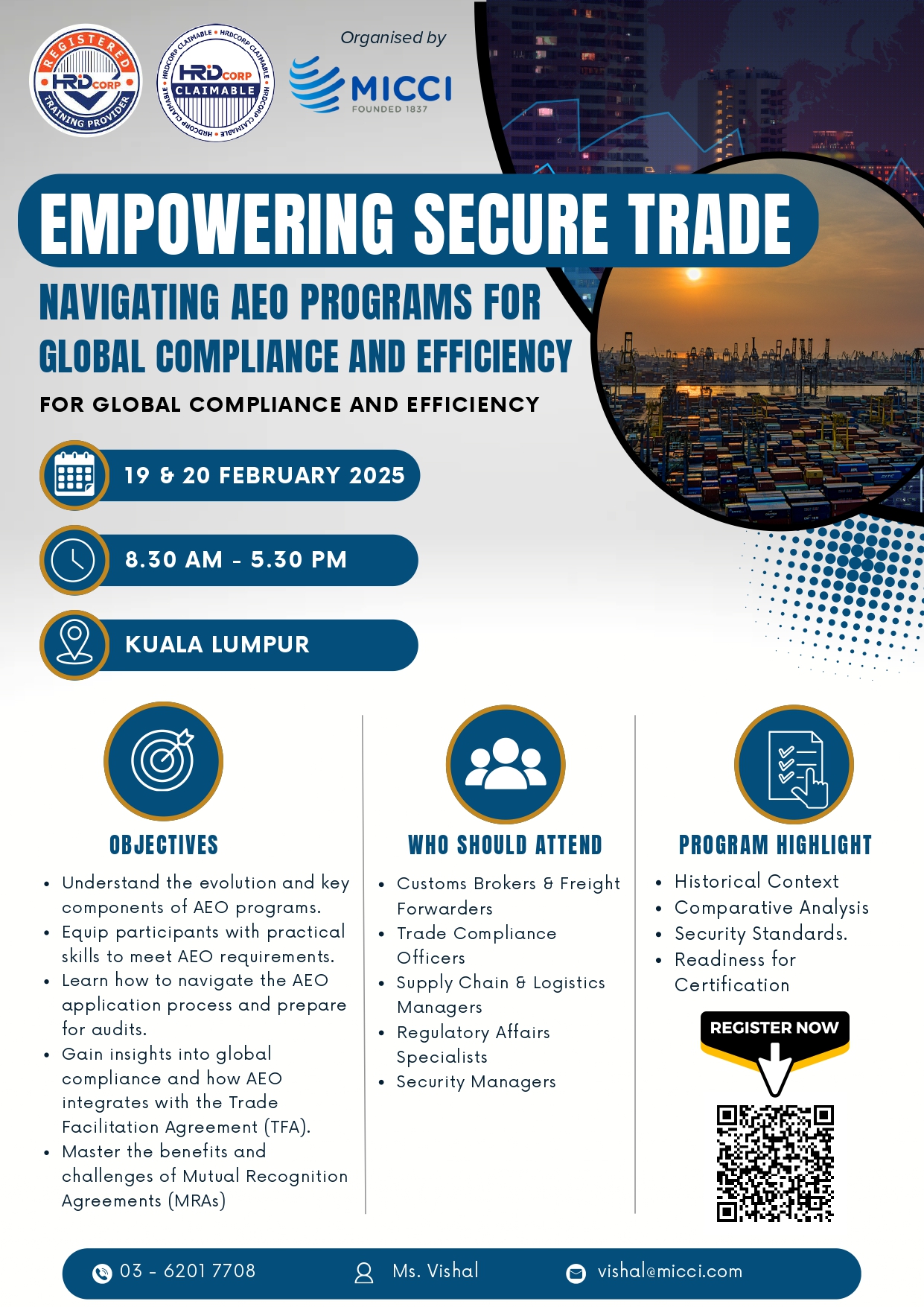 [MICCI TRAINING] - EMPOWERING SECURE TRADE : NAVIGATING AEO PROGRAMS FOR GLOBAL COMPLIANCE AND EFFICIENCY